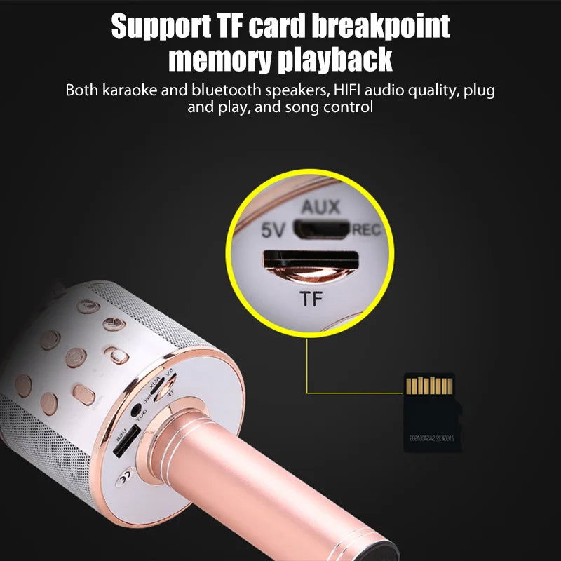 WS858 Karaoke Microphone for Kids Singing 5 in 1 Wireless Bluetooth Microphone with LED Lights Machine Portable Mic Speaker - Slobuy