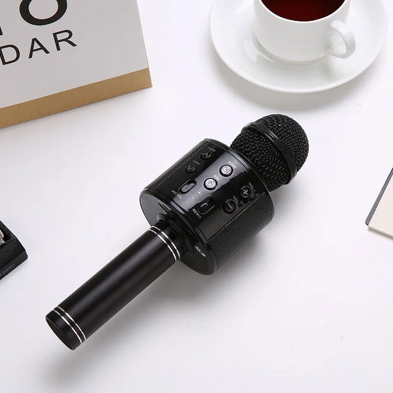 WS858 Karaoke Microphone for Kids Singing 5 in 1 Wireless Bluetooth Microphone with LED Lights Machine Portable Mic Speaker - Slobuy