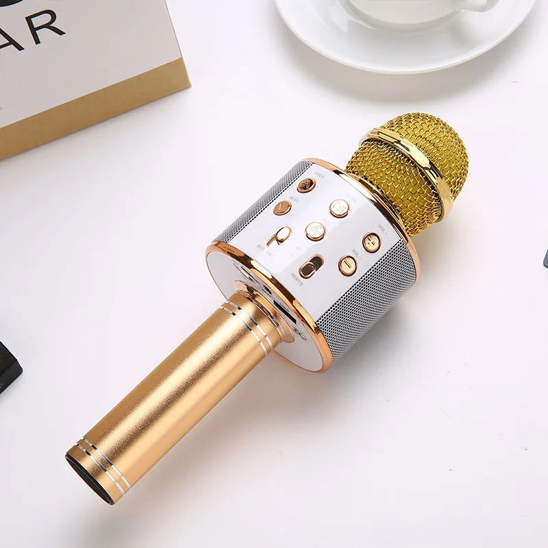 WS858 Karaoke Microphone for Kids Singing 5 in 1 Wireless Bluetooth Microphone with LED Lights Machine Portable Mic Speaker - Slobuy
