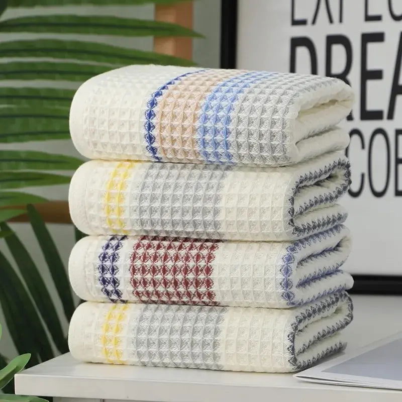 Waffle Gauze Towel Pure Cotton Small Square Towel Soft and Absorbent Square Adult Facial Wash Children's Small Towel - Slobuy