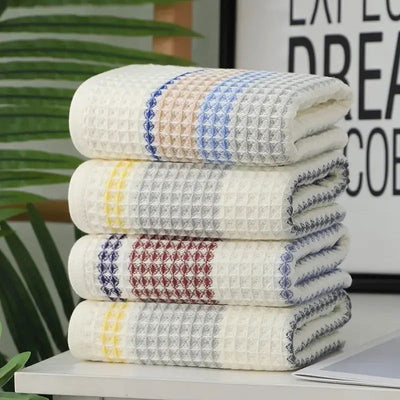 Waffle Gauze Towel Pure Cotton Small Square Towel Soft and Absorbent Square Adult Facial Wash Children's Small Towel - Slobuy