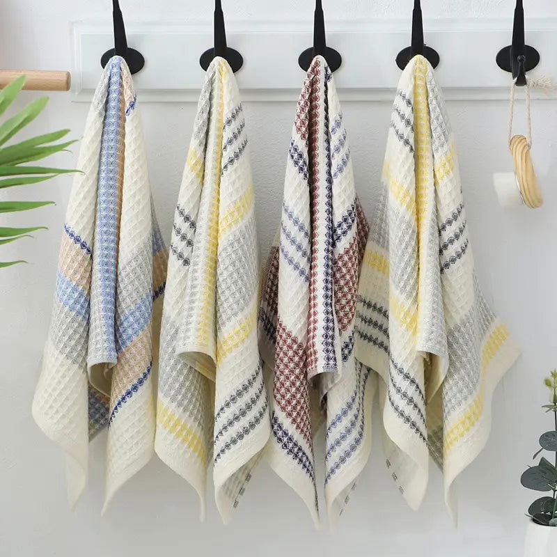 Waffle Gauze Towel Pure Cotton Small Square Towel Soft and Absorbent Square Adult Facial Wash Children's Small Towel - Slobuy