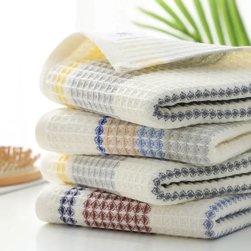 Waffle Gauze Towel Pure Cotton Small Square Towel Soft and Absorbent Square Adult Facial Wash Children's Small Towel - Slobuy