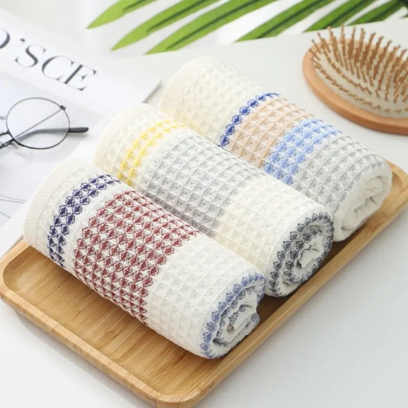 Waffle Gauze Towel Pure Cotton Small Square Towel Soft and Absorbent Square Adult Facial Wash Children's Small Towel - Slobuy