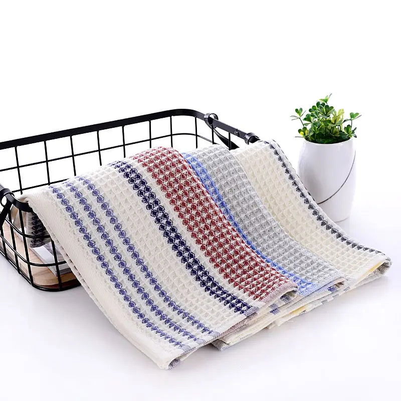 Waffle Gauze Towel Pure Cotton Small Square Towel Soft and Absorbent Square Adult Facial Wash Children's Small Towel - Slobuy