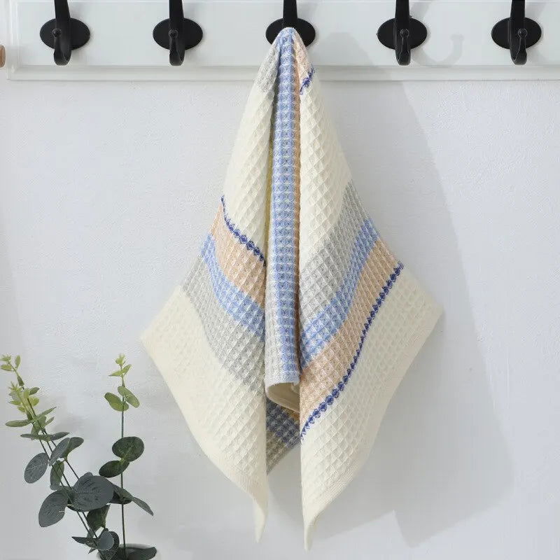 Waffle Gauze Towel Pure Cotton Small Square Towel Soft and Absorbent Square Adult Facial Wash Children's Small Towel - Slobuy
