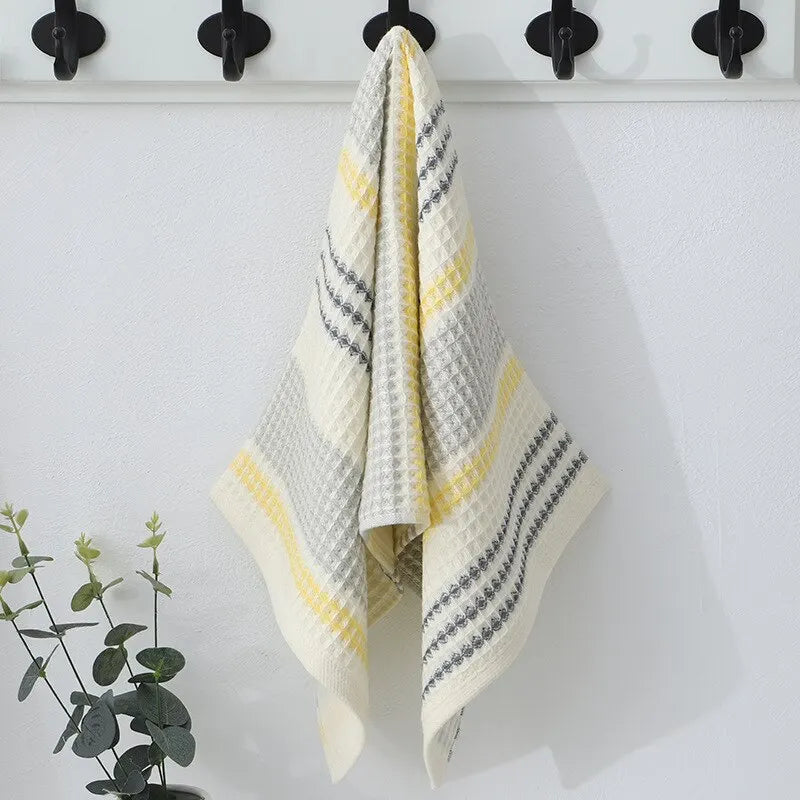 Waffle Gauze Towel Pure Cotton Small Square Towel Soft and Absorbent Square Adult Facial Wash Children's Small Towel - Slobuy