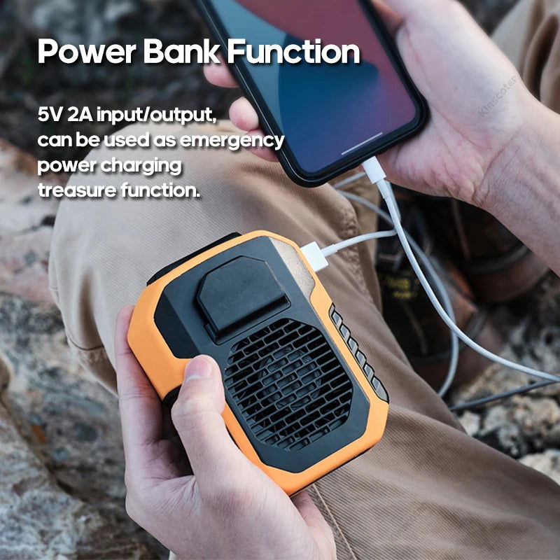 Kinscoter 6000mAh Hanging Neck/Waist Fan USB Mini Portable Rechargeable Fan For Outdoor Camping Hiking Climbing Running Sports - Slobuy