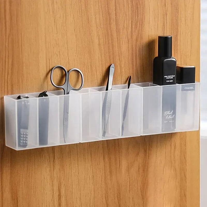 Wall Mounted 3Grids Organizer Cabinet Self-adhesive Small Objects Makeup Storage Box Eyebrow Pencil Lipstick Lip Glaze Holder - Slobuy
