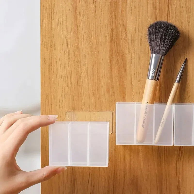 Wall Mounted 3Grids Organizer Cabinet Self-adhesive Small Objects Makeup Storage Box Eyebrow Pencil Lipstick Lip Glaze Holder - Slobuy