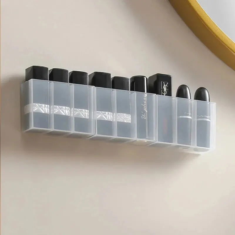 Wall Mounted 3Grids Organizer Cabinet Self-adhesive Small Objects Makeup Storage Box Eyebrow Pencil Lipstick Lip Glaze Holder - Slobuy