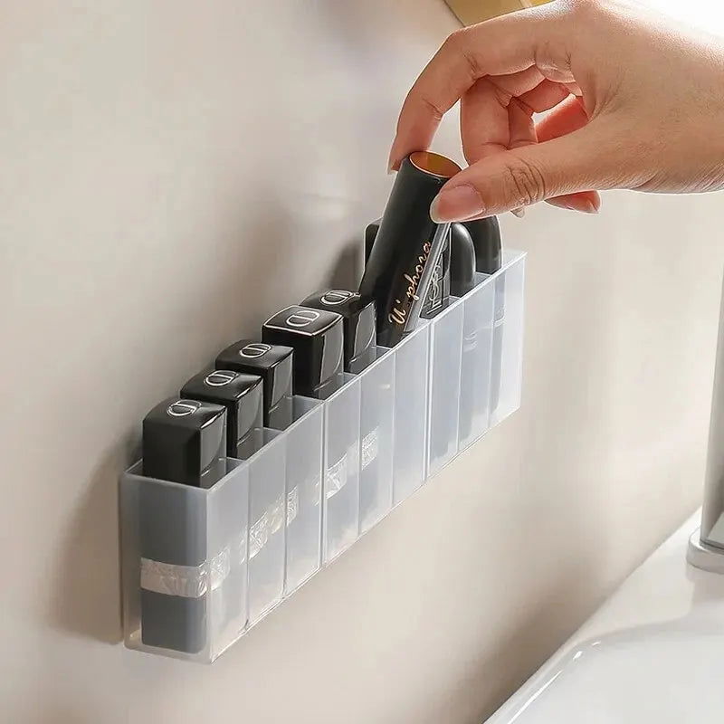 Wall Mounted 3Grids Organizer Cabinet Self-adhesive Small Objects Makeup Storage Box Eyebrow Pencil Lipstick Lip Glaze Holder - Slobuy