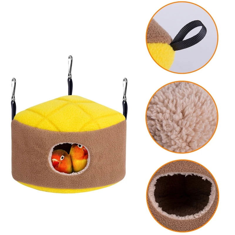 Warm Bird Nest Winter House Snuggle Hut Hanging Hammock Cage Accessories Plush Hideaway for Gerbil Small Parrot Parakeet Cockati - Slobuy