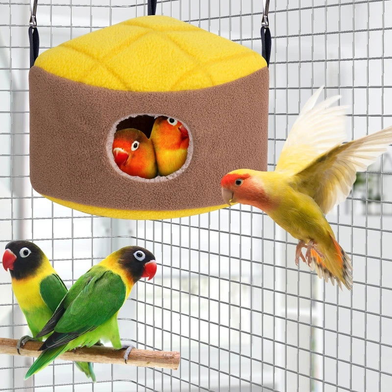 Warm Bird Nest Winter House Snuggle Hut Hanging Hammock Cage Accessories Plush Hideaway for Gerbil Small Parrot Parakeet Cockati - Slobuy