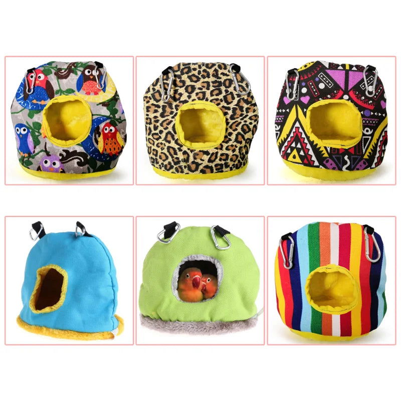 Warm Bird nest Winter House Hanging Hammock Cage Accessories Plush Hideaway for Parrot - Slobuy