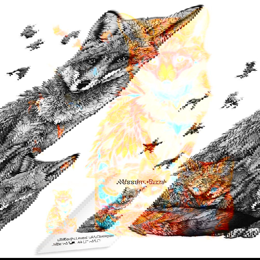 Warm Fox Family Wooden Puzzle Creative Variety Of Special Shapes Creative Gifts For Boys And Girls Birthday Gifts For Adults - Slobuy