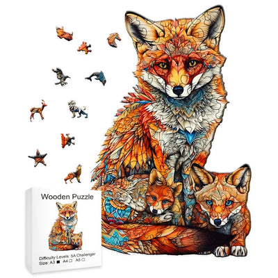 Warm Fox Family Wooden Puzzle Creative Variety Of Special Shapes Creative Gifts For Boys And Girls Birthday Gifts For Adults - Slobuy