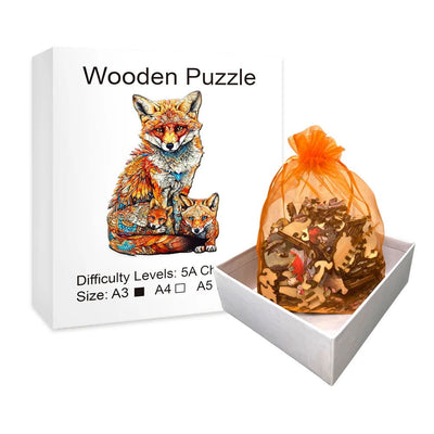 Warm Fox Family Wooden Puzzle Creative Variety Of Special Shapes Creative Gifts For Boys And Girls Birthday Gifts For Adults - Slobuy