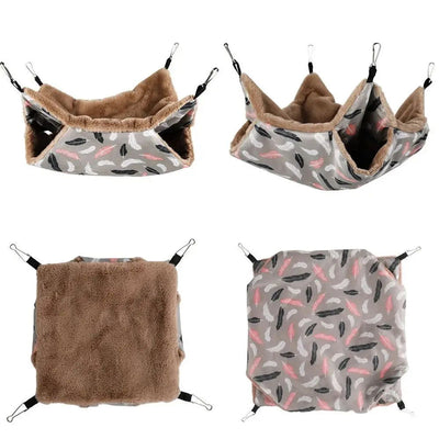 Warm Plush Hamster Hammock Small Animal Double-layer Thicken Sleeping Bag Nest Pets Rat Squirrel Hanging Cage House - Slobuy