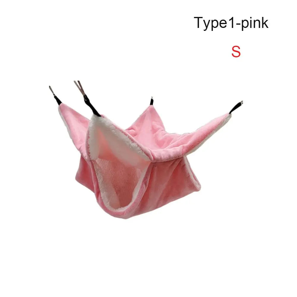 Warm Plush Hamster Hammock Small Animal Double-layer Thicken Sleeping Bag Nest Pets Rat Squirrel Hanging Cage House - Slobuy