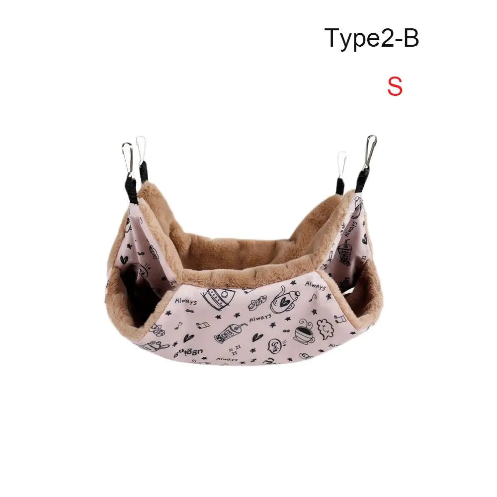 Warm Plush Hamster Hammock Small Animal Double-layer Thicken Sleeping Bag Nest Pets Rat Squirrel Hanging Cage House - Slobuy