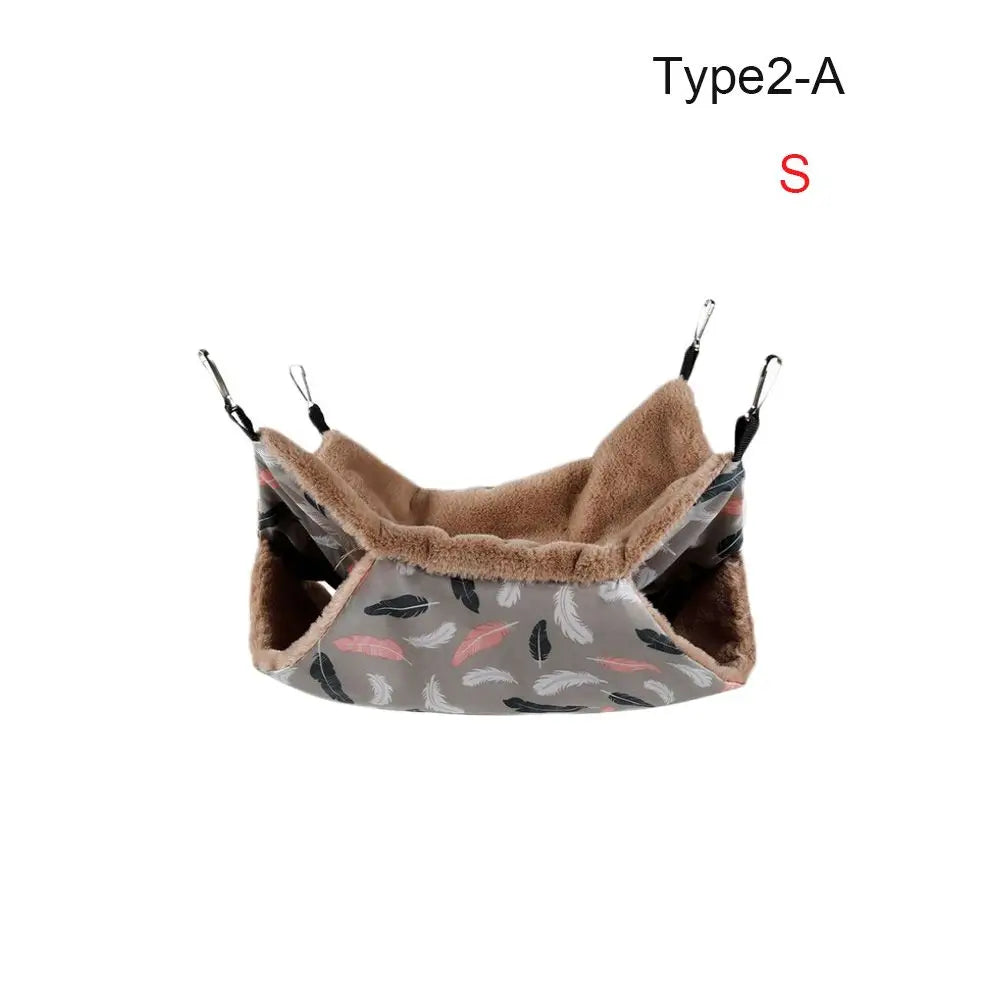 Warm Plush Hamster Hammock Small Animal Double-layer Thicken Sleeping Bag Nest Pets Rat Squirrel Hanging Cage House - Slobuy