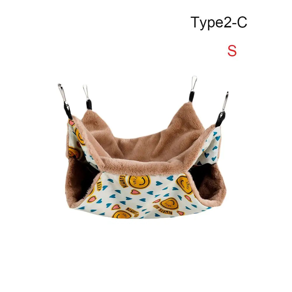 Warm Plush Hamster Hammock Small Animal Double-layer Thicken Sleeping Bag Nest Pets Rat Squirrel Hanging Cage House - Slobuy