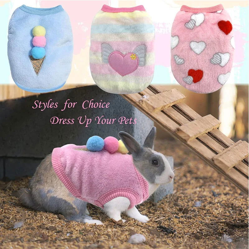 Warm Rabbit Clothes Soft Fleece Guinea Pig Vest Cute Small Pet Clothes Bunny Costume for Ferret Chihuahua Rabbit Accessories - Slobuy
