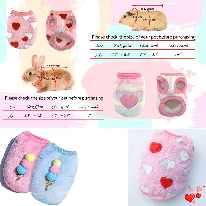 Warm Rabbit Clothes Soft Fleece Guinea Pig Vest Cute Small Pet Clothes Bunny Costume for Ferret Chihuahua Rabbit Accessories - Slobuy