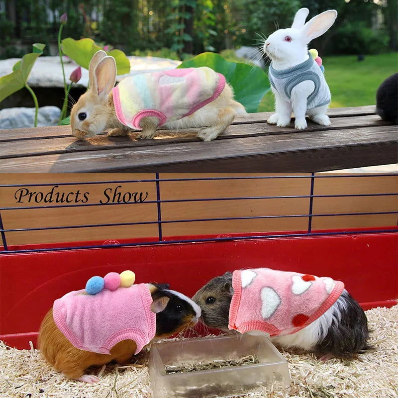 Warm Rabbit Clothes Soft Fleece Guinea Pig Vest Cute Small Pet Clothes Bunny Costume for Ferret Chihuahua Rabbit Accessories - Slobuy