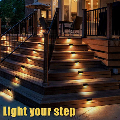 Warm White LED Solar Step Lamp Path Stair Outdoor Garden Lights Waterproof Balcony Light Decoration for Patio Stair Fence Light - Slobuy