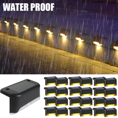 Warm White LED Solar Step Lamp Path Stair Outdoor Garden Lights Waterproof Balcony Light Decoration for Patio Stair Fence Light - Slobuy