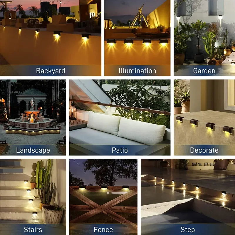 Warm White LED Solar Step Lamp Path Stair Outdoor Garden Lights Waterproof Balcony Light Decoration for Patio Stair Fence Light - Slobuy