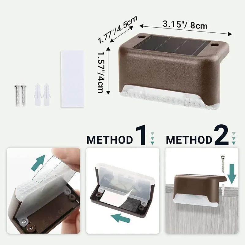 Warm White LED Solar Step Lamp Path Stair Outdoor Garden Lights Waterproof Balcony Light Decoration for Patio Stair Fence Light - Slobuy