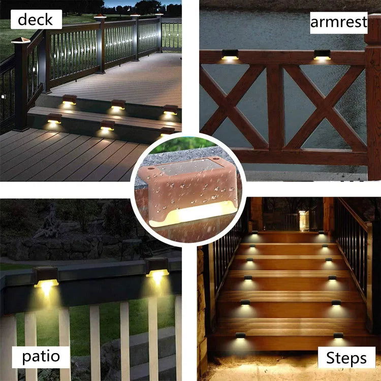 Warm White LED Solar Step Lamp Path Stair Outdoor Garden Lights Waterproof Balcony Light Decoration for Patio Stair Fence Light - Slobuy