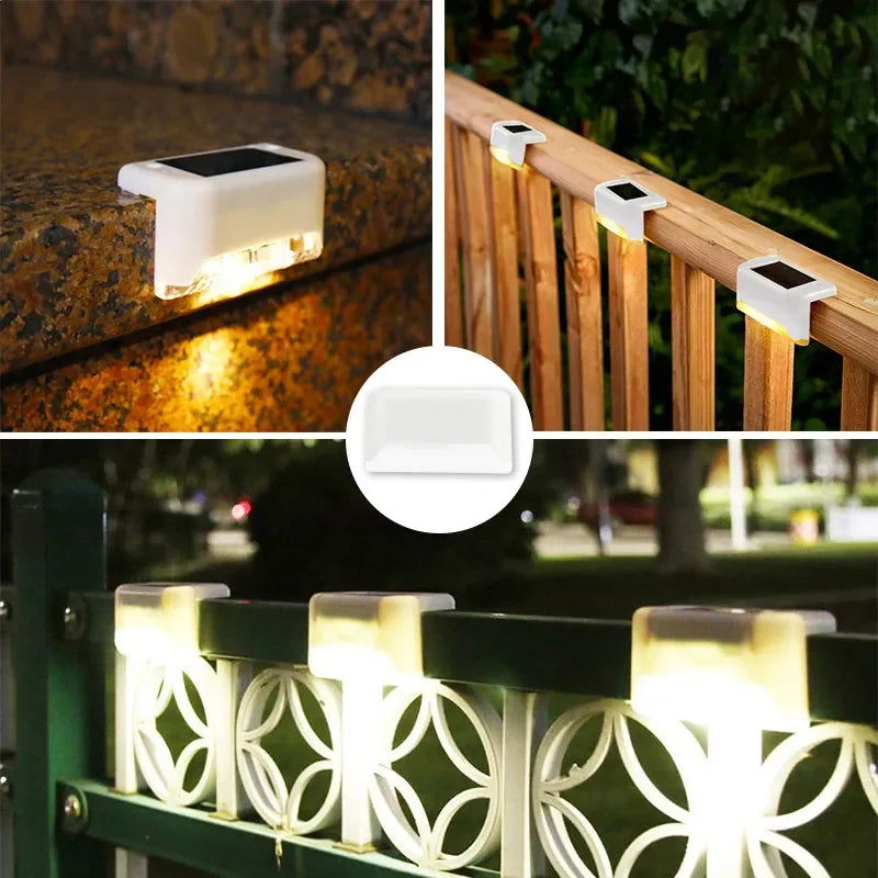 Warm White LED Solar Step Lamp Path Stair Outdoor Garden Lights Waterproof Balcony Light Decoration for Patio Stair Fence Light - Slobuy