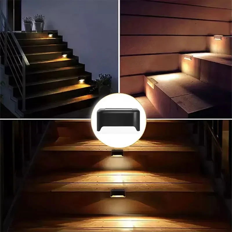 Warm White LED Solar Step Lamp Path Stair Outdoor Garden Lights Waterproof Balcony Light Decoration for Patio Stair Fence Light - Slobuy