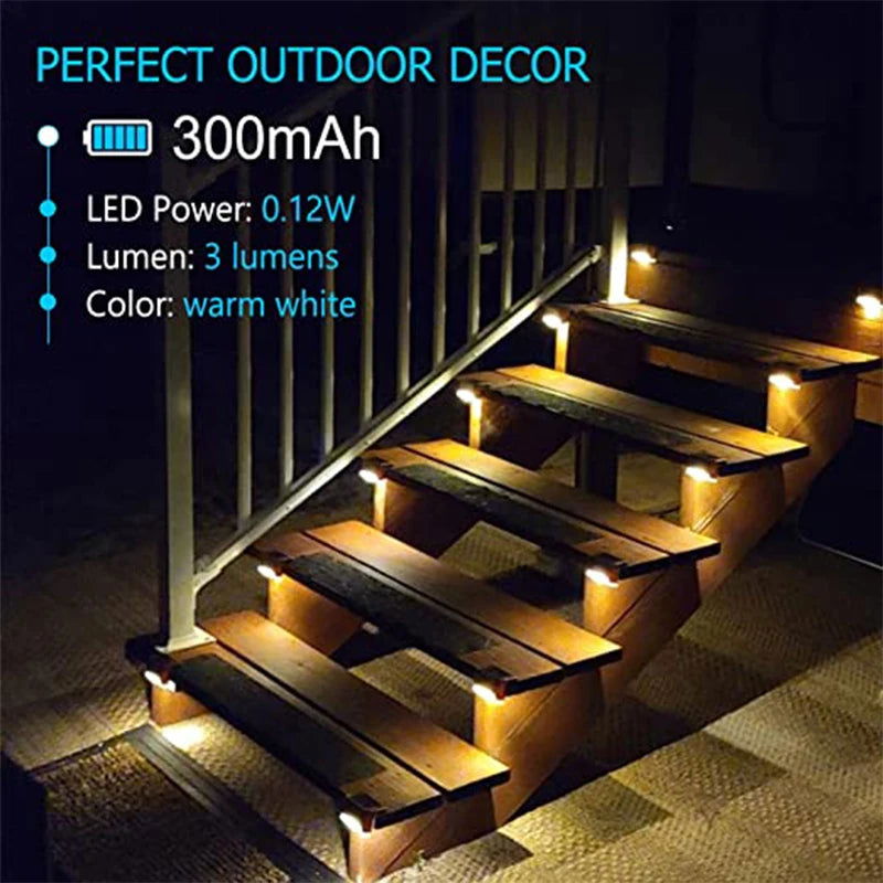 Warm White LED Solar Step Lamp Path Stair Outdoor Garden Lights Waterproof Balcony Light Decoration for Patio Stair Fence Light - Slobuy