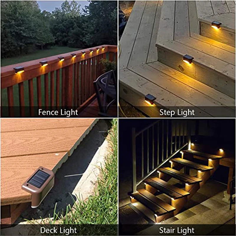 Warm White LED Solar Step Lamp Path Stair Outdoor Garden Lights Waterproof Balcony Light Decoration for Patio Stair Fence Light - Slobuy
