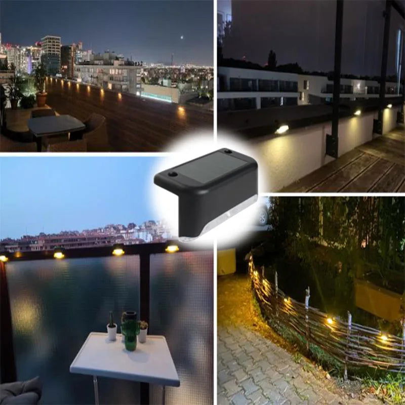 Warm White LED Solar Step Lamp Path Stair Outdoor Garden Lights Waterproof Balcony Light Decoration for Patio Stair Fence Light - Slobuy