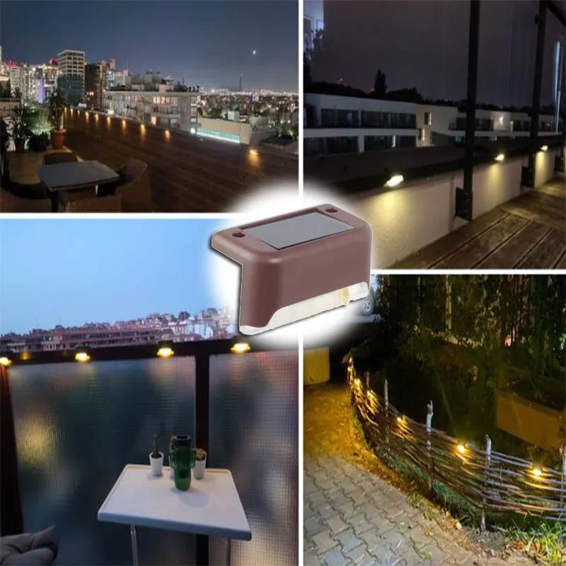 Warm White LED Solar Step Lamp Path Stair Outdoor Garden Lights Waterproof Balcony Light Decoration for Patio Stair Fence Light - Slobuy