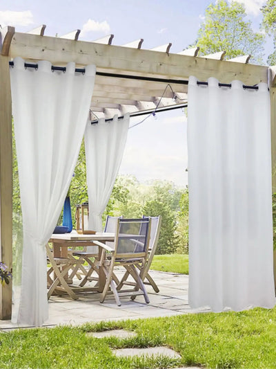 Waterproof Outdoor Sheer Curtains Panels for Garden Tab Top  Indoor Privacy Voile Drapes - Slobuy