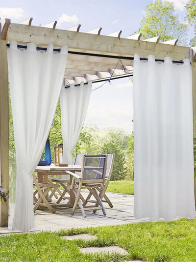 Waterproof Outdoor Sheer Curtains Panels for Garden Tab Top  Indoor Privacy Voile Drapes - Slobuy