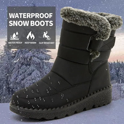 Waterproof Winter for 2023 New Faux Fur Long Platform Snow Warm Cotton Couples Shoes Plush Woman Ankle Boots - Slobuy