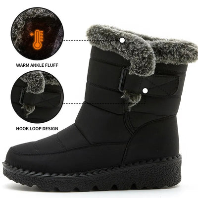 Waterproof Winter for 2023 New Faux Fur Long Platform Snow Warm Cotton Couples Shoes Plush Woman Ankle Boots - Slobuy
