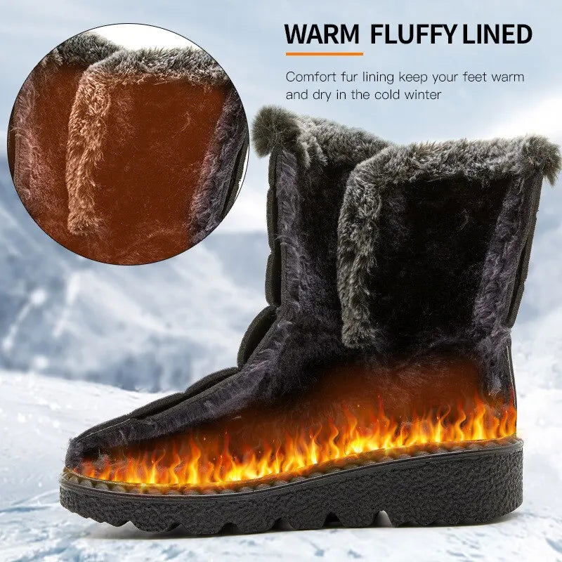 Waterproof Winter for 2023 New Faux Fur Long Platform Snow Warm Cotton Couples Shoes Plush Woman Ankle Boots - Slobuy