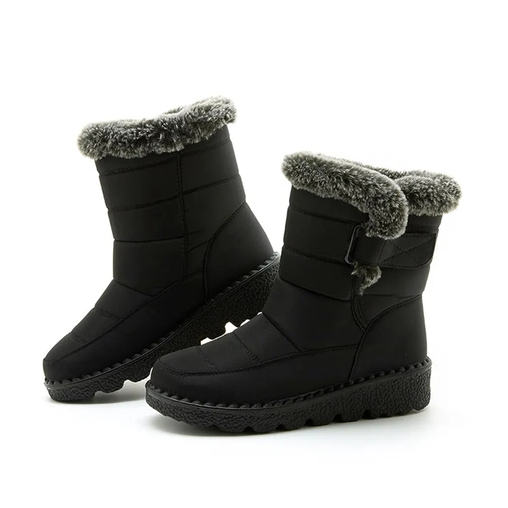 Waterproof Winter for 2023 New Faux Fur Long Platform Snow Warm Cotton Couples Shoes Plush Woman Ankle Boots - Slobuy
