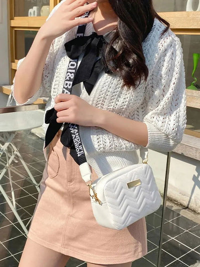 Wave Embroidery Square Bag Shoulder Strap With Printed Large Capacity Shoulder Crossbody Bag for Women - Slobuy