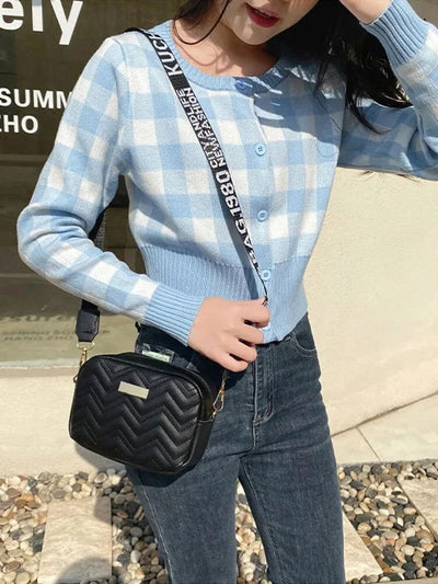 Wave Embroidery Square Bag Shoulder Strap With Printed Large Capacity Shoulder Crossbody Bag for Women - Slobuy
