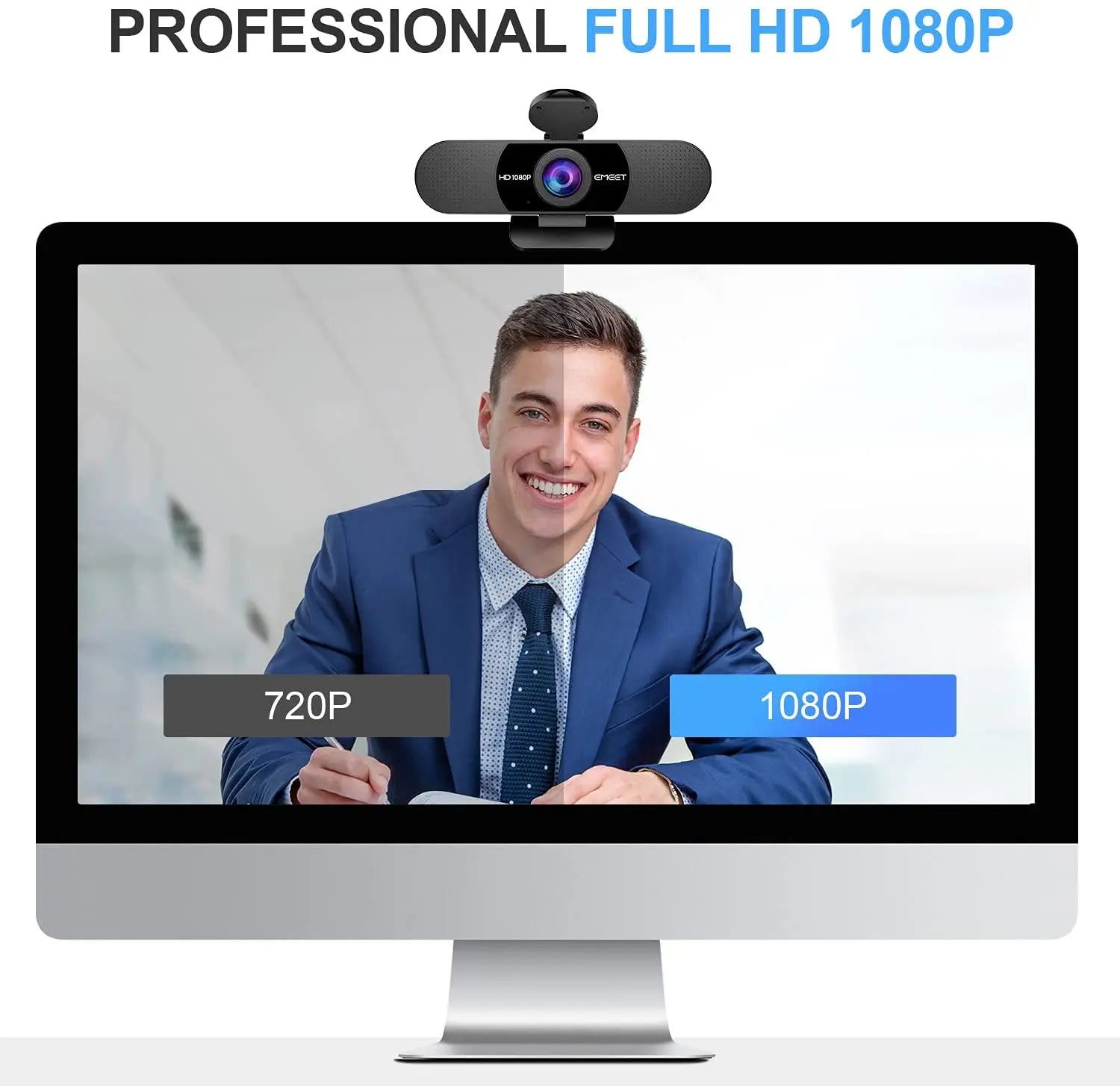 Webcam 1080P HD Streaming USB Computer Web Cam EMEET Mini Camera with Microphones for PC Desktop Laptop Video Meeting - Slobuy